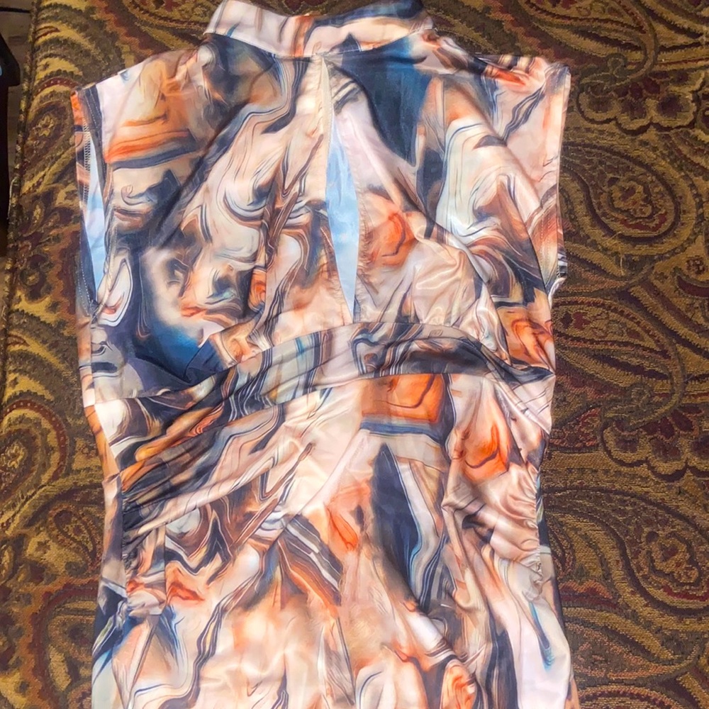 Cream Cutout Distorted Dress